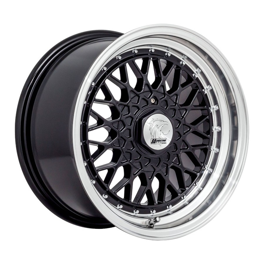 15″ A-Line Web 4/100 Black Machined Lip Alloy Wheels
