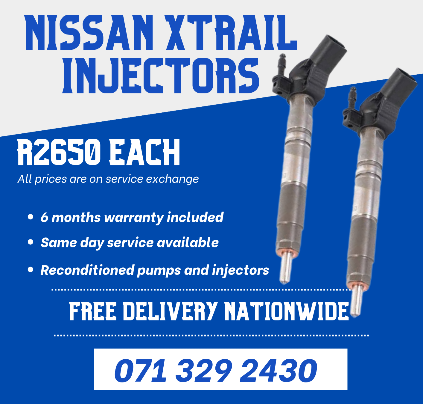 NISSAN XTRAIL 2.0 INJECTORS FOR SALE WITH WARRANTY - Private Seller NISSAN XTRAIL 2.0 INJECTORS FOR SALE WITH WARRANTY - Private Seller