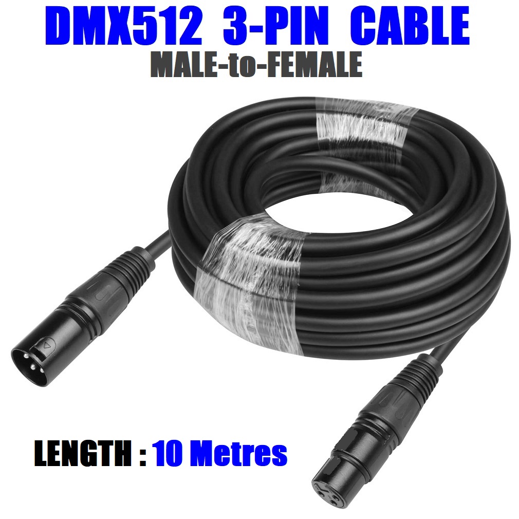 DMX512 Cable 3Pin 10m XLR Male to Female for Audio, Sound, Visual Equipment. NEW DMX512 Cable 3Pin 10m XLR Male to Female for Audio, Sound, Visual Equipment. NEW