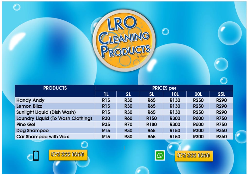 For all your Cleaning Chemicals from Domestic Industrial or car wash or Petgroom