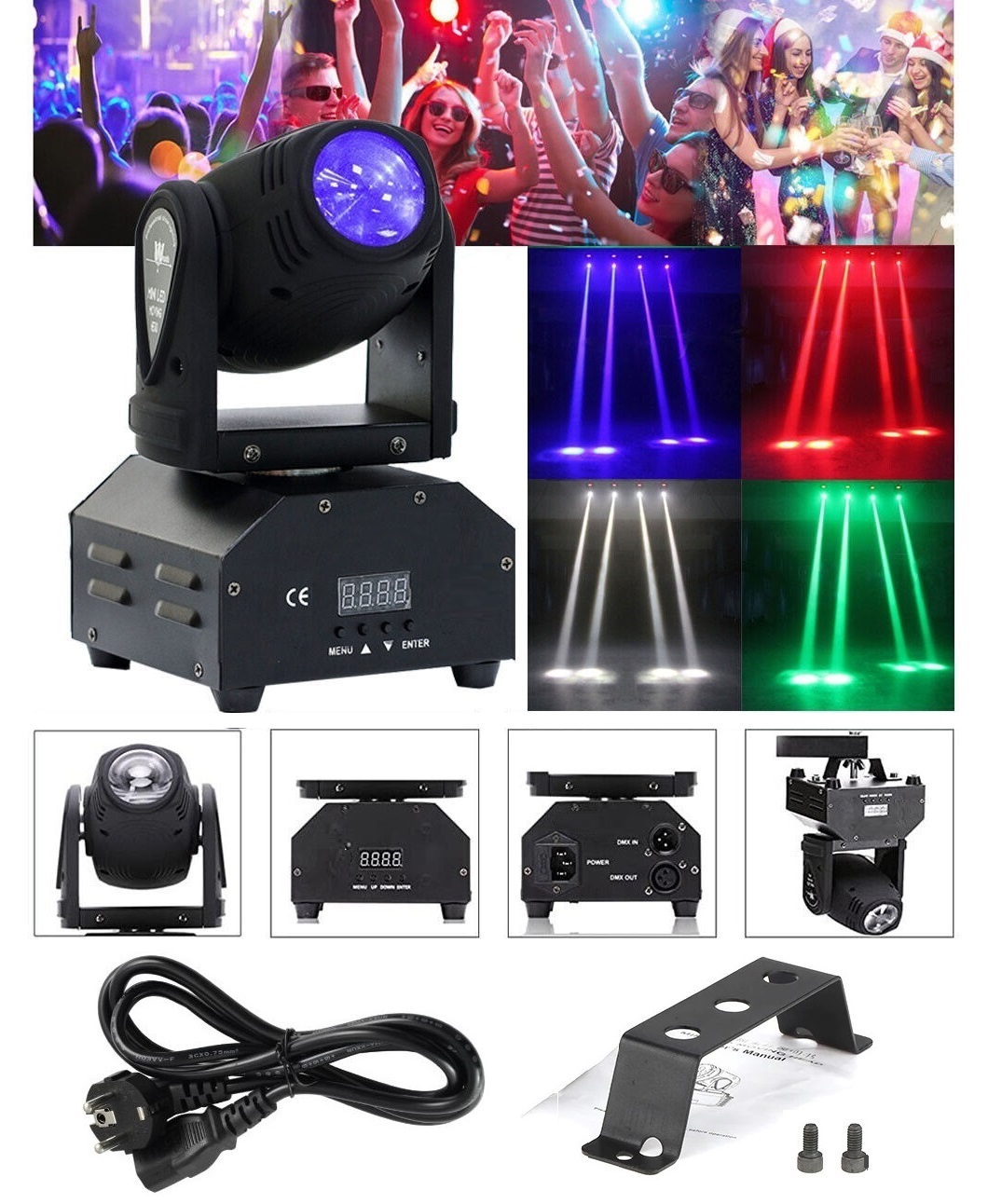 Professional Disco Moving Head Light DMX512 Stage, DJ Party, Night Club, Concert