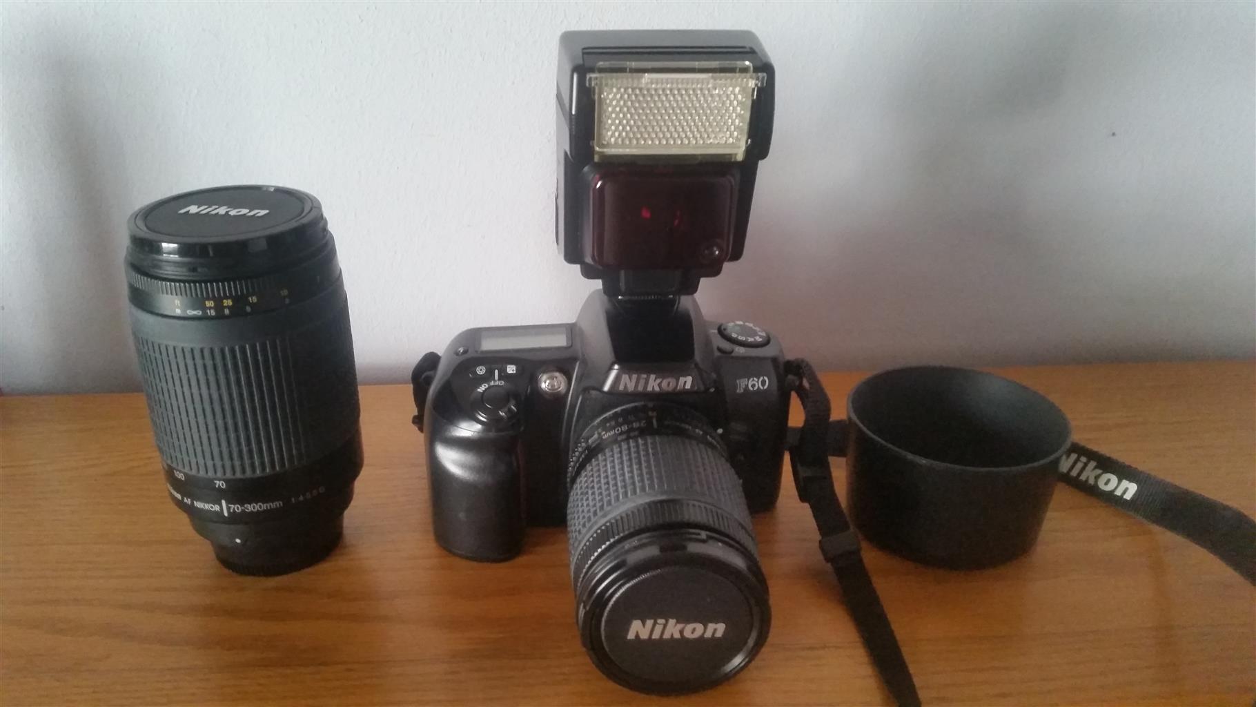 Nikon F60 SLR camera for sale.
