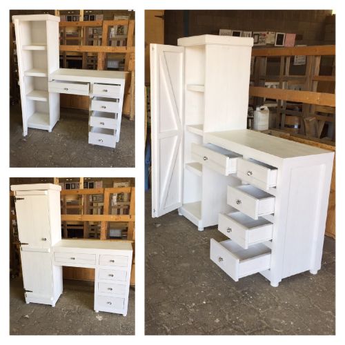 Study desk and Cupboard Farmhouse series 1630 - White Stained