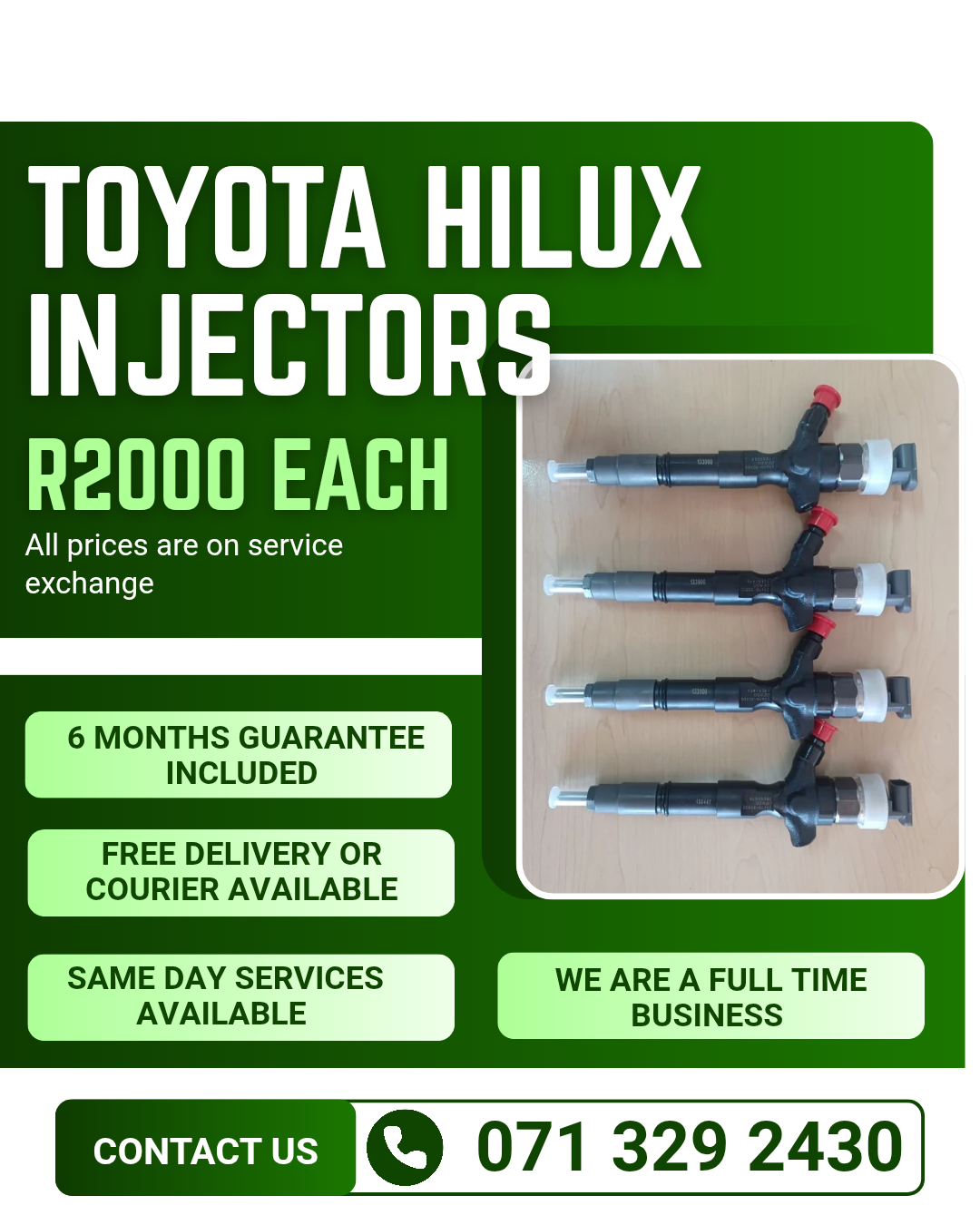 TOYOTA HILUX DIESEL INJECTORS FOR SALE WITH WARRANTY - Private Seller TOYOTA HILUX DIESEL INJECTORS FOR SALE WITH WARRANTY - Private Seller