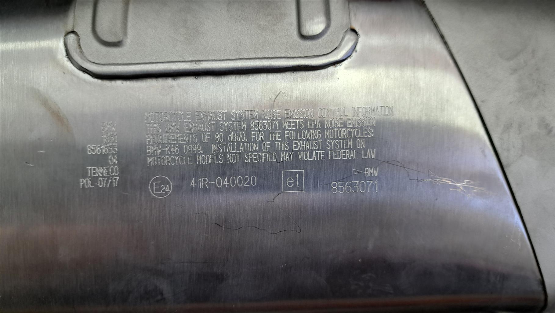 2017 BMW s1000 EXHAUST SYSTEM
