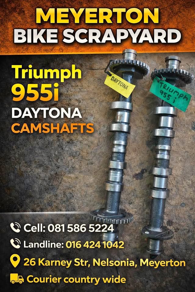 Triumph 955i Daytona Camshafts. Meyerton Bike Scrapyard. New and secondhand spares. We stripping Bi - Private Seller Triumph 955i Daytona Camshafts. Meyerton Bike Scrapyard. New and secondhand spares. We stripping Bi - Private Seller
