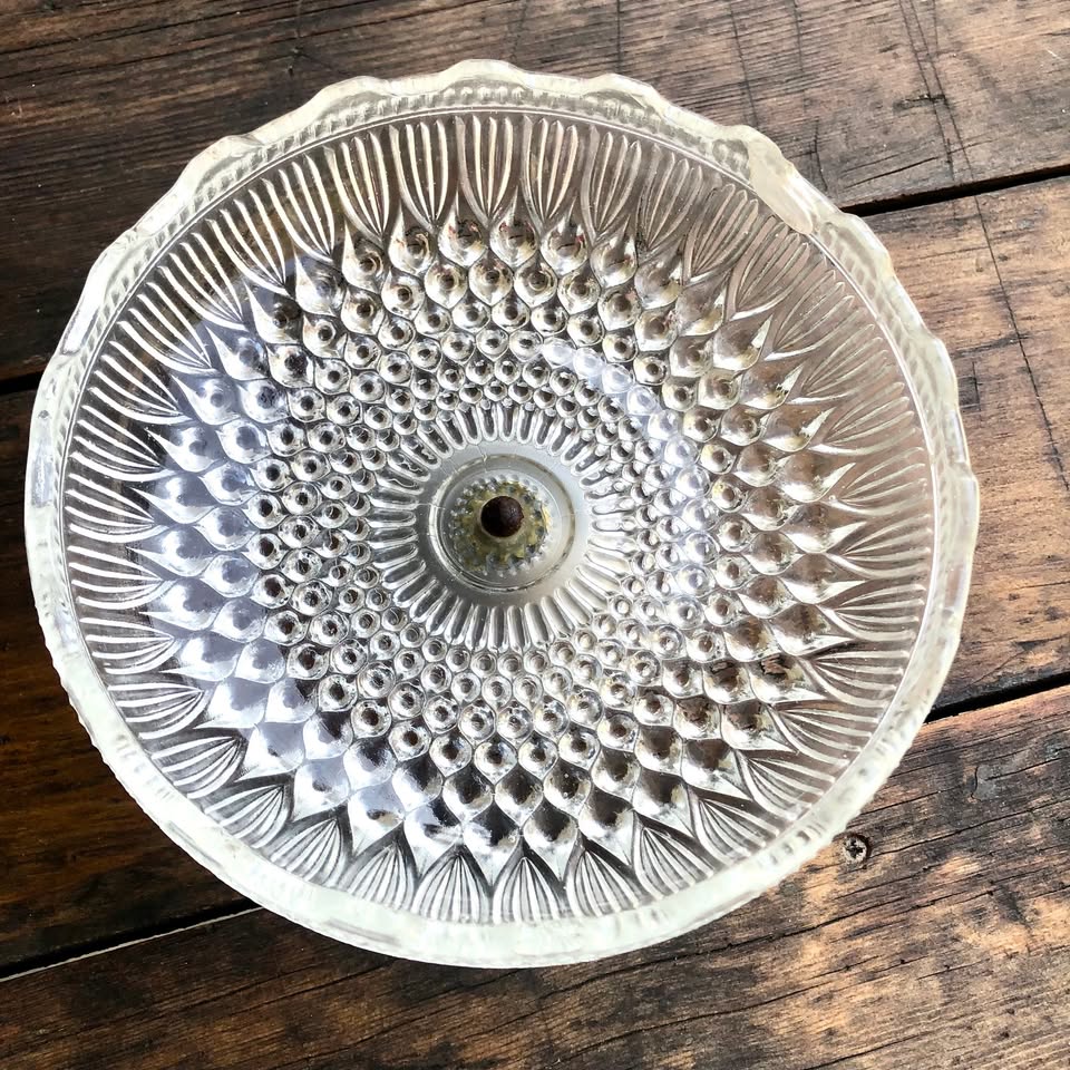 Medium Vintage Mid-Century West German Pressed Glass Footed (Silver Plated) Bowl