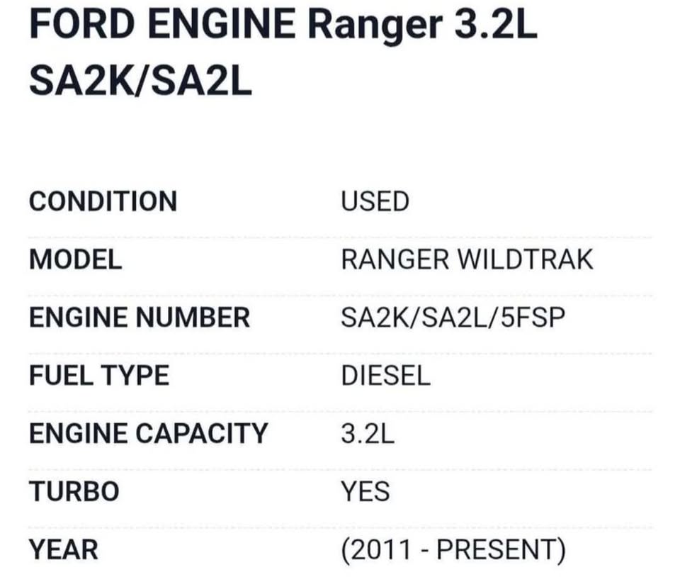 SA2K FORD RANGER 3.2L ENGINE PARTS - Private Seller