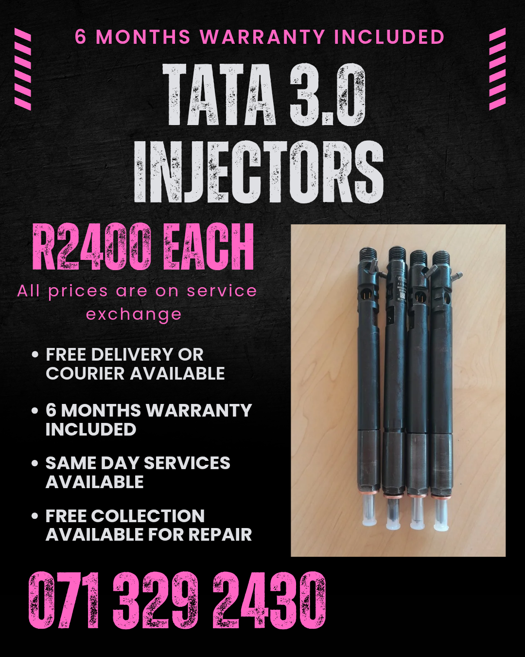 TATA 3.0 INJECTORS FOR SALE WITH WARRANTY - Private Seller TATA 3.0 INJECTORS FOR SALE WITH WARRANTY - Private Seller