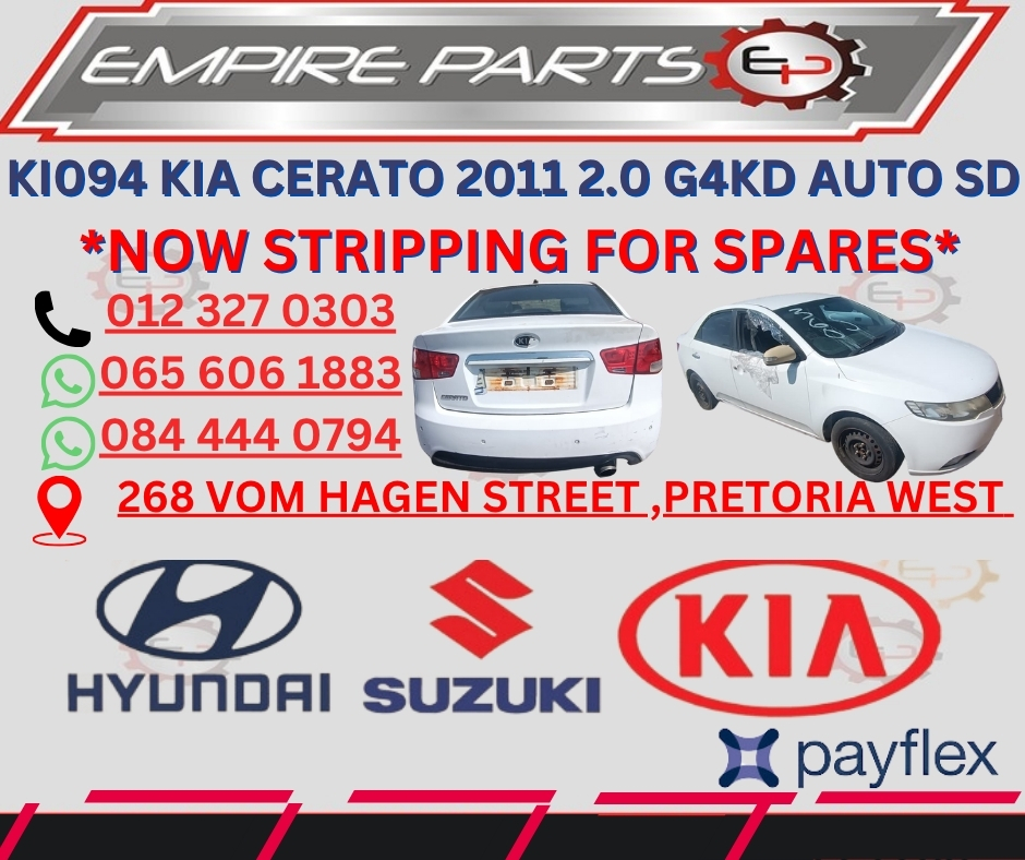 KI094 KIA CERATO 2011 2.0 G4KD AUTO SD *NOW STRIPPING FOR SPARES* - Private Seller KI094 KIA CERATO 2011 2.0 G4KD AUTO SD *NOW STRIPPING FOR SPARES* - Private Seller