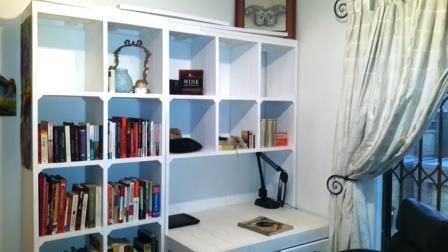 Study desk and bookshelf units Farmhouse series 1900 - White stained