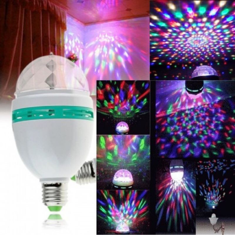 Auto Rotating DJ Party Disco Stage MultiColour RGB LED E27 Socket Crystal Lamp.