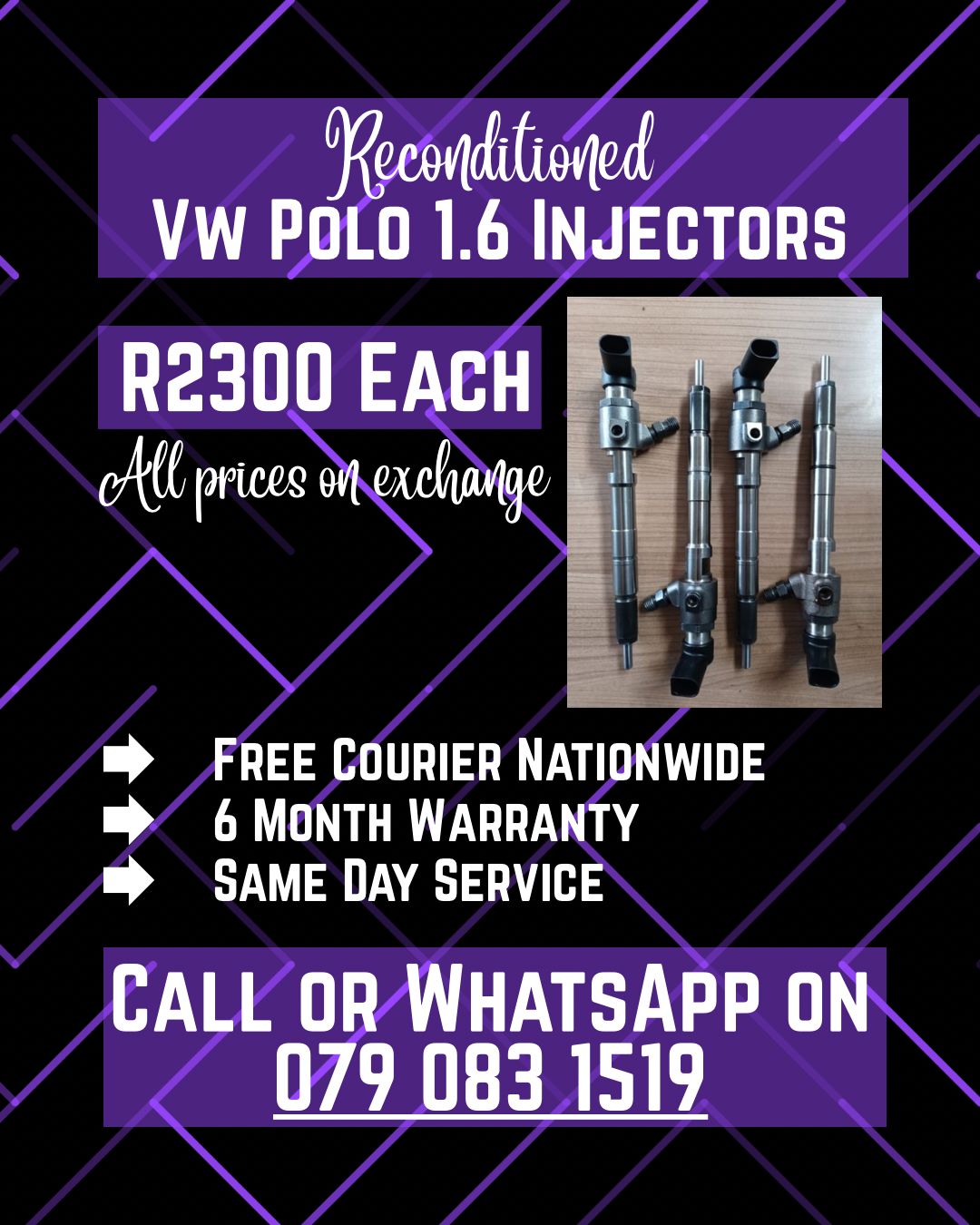 VW POLO 1.6 INJECTORS FOR SALE WITH WARRANTY INCLUDED - Private Seller VW POLO 1.6 INJECTORS FOR SALE WITH WARRANTY INCLUDED - Private Seller