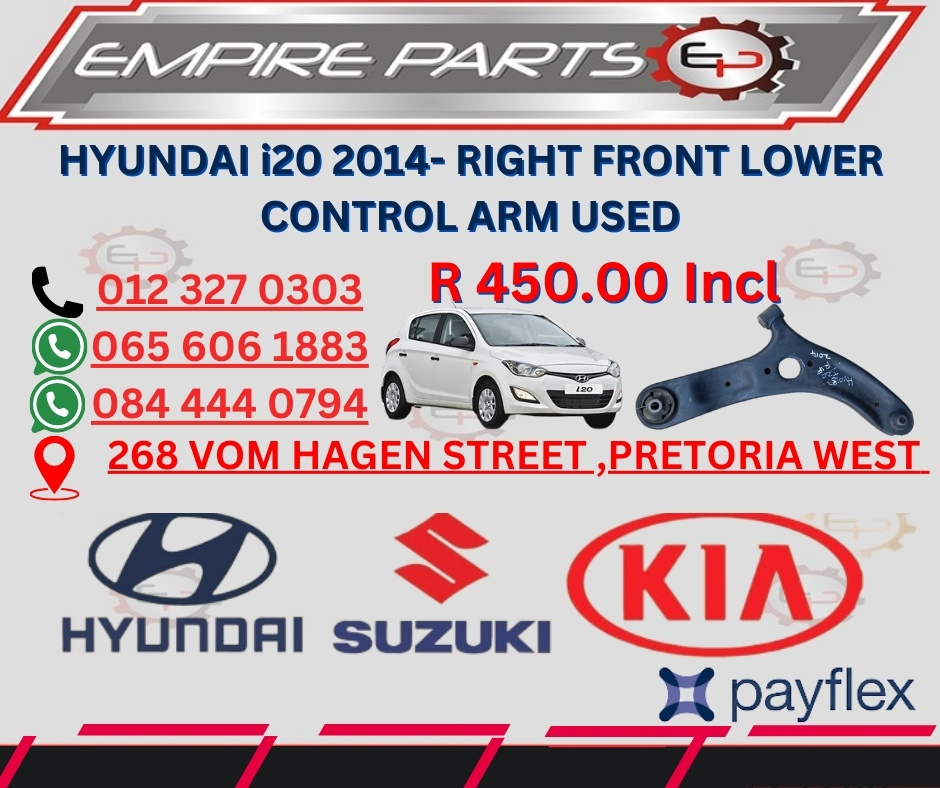 HYUNDAI i20 2014- RIGHT FRONT LOWER CONTROL ARM USED - Private Seller HYUNDAI i20 2014- RIGHT FRONT LOWER CONTROL ARM USED - Private Seller