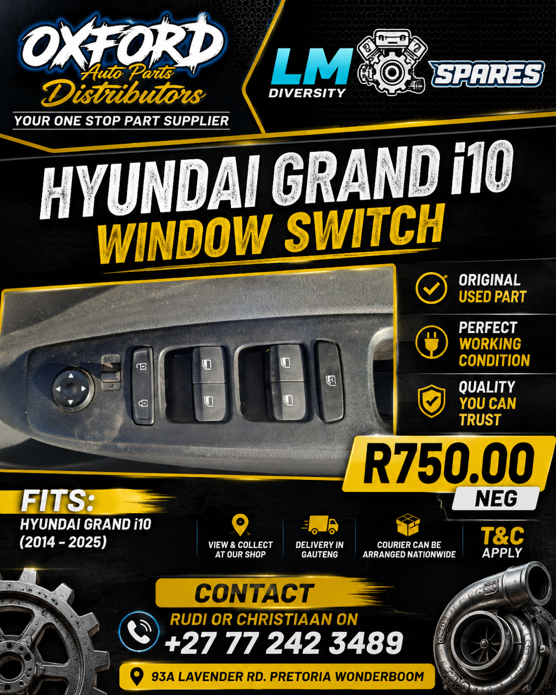 Hyundai Grand i10 Window Switch for sale used Original used - Private Seller Hyundai Grand i10 Window Switch for sale used Original used - Private Seller