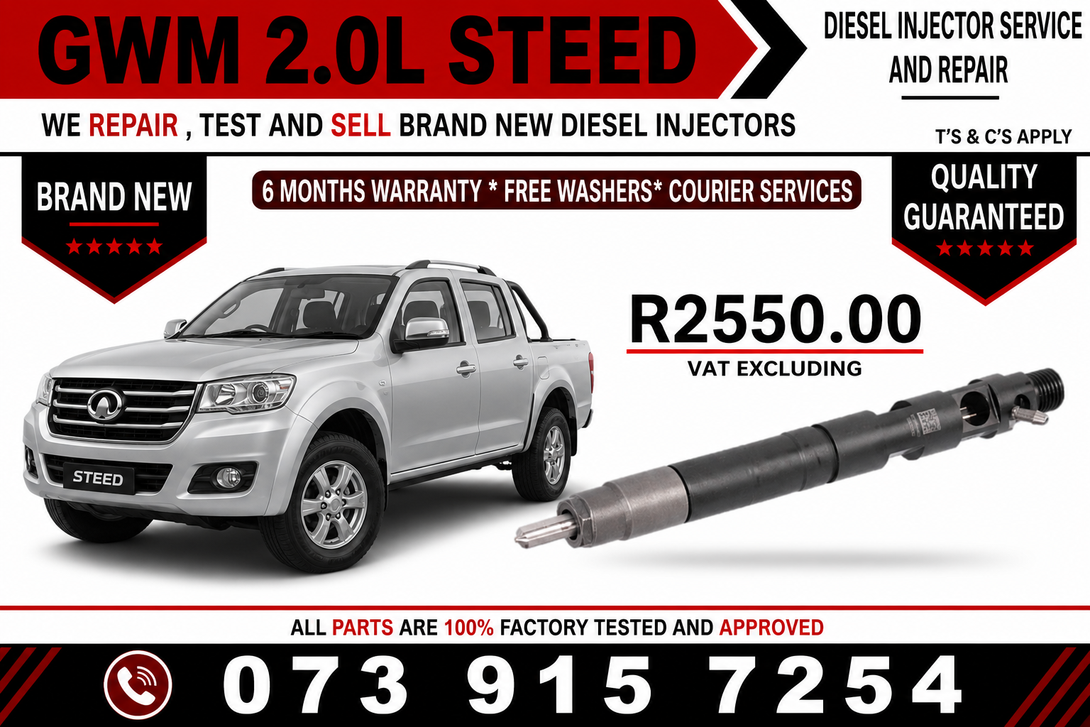 GWM_2.0L_STEED 5_Diesel_Fuel_Injectors - Private Seller GWM_2.0L_STEED 5_Diesel_Fuel_Injectors - Private Seller
