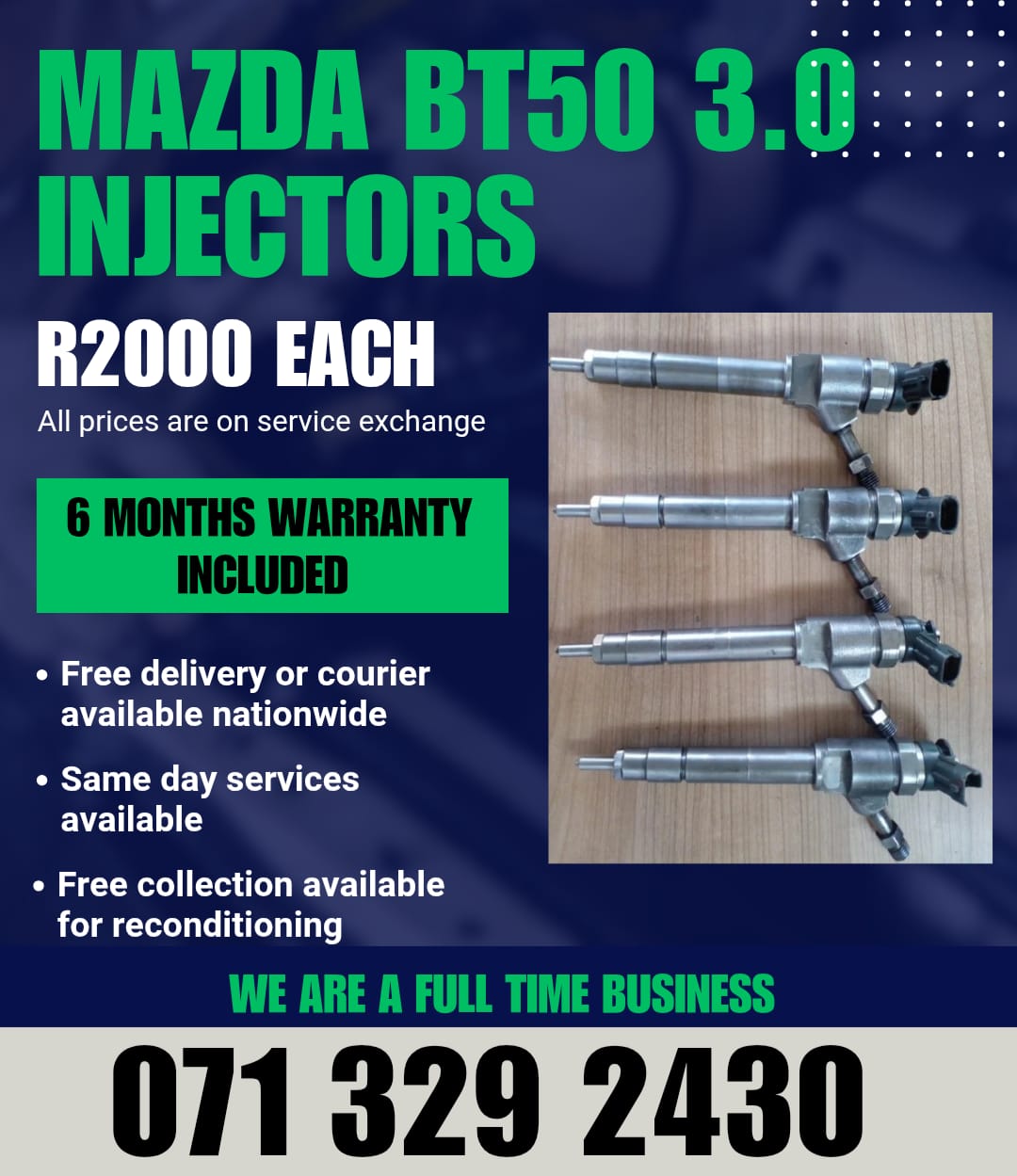 MAZDA BT50 3.0 DIESEL INJECTORS FOR SALE WITH WARRANTY - Private Seller MAZDA BT50 3.0 DIESEL INJECTORS FOR SALE WITH WARRANTY - Private Seller