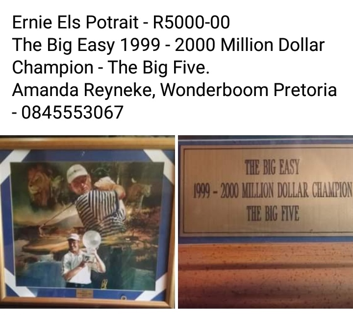 Signed Earnie Els Portrait - The Big Easy 1999 - 2000 Million Dollar Champion