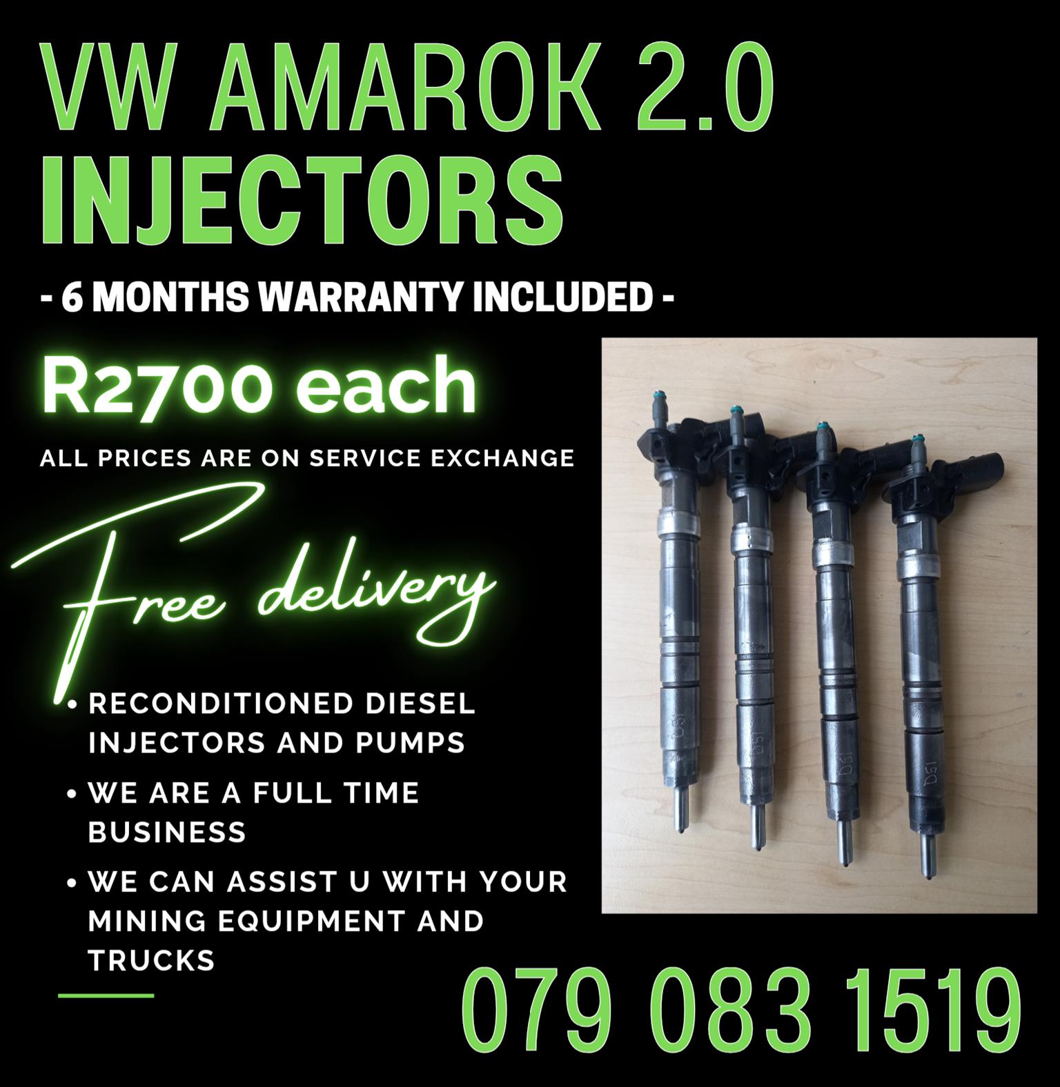 VW AMAROK 2.0 INJECTORS FOR SALE WITH WARRANTY - Private Seller VW AMAROK 2.0 INJECTORS FOR SALE WITH WARRANTY - Private Seller