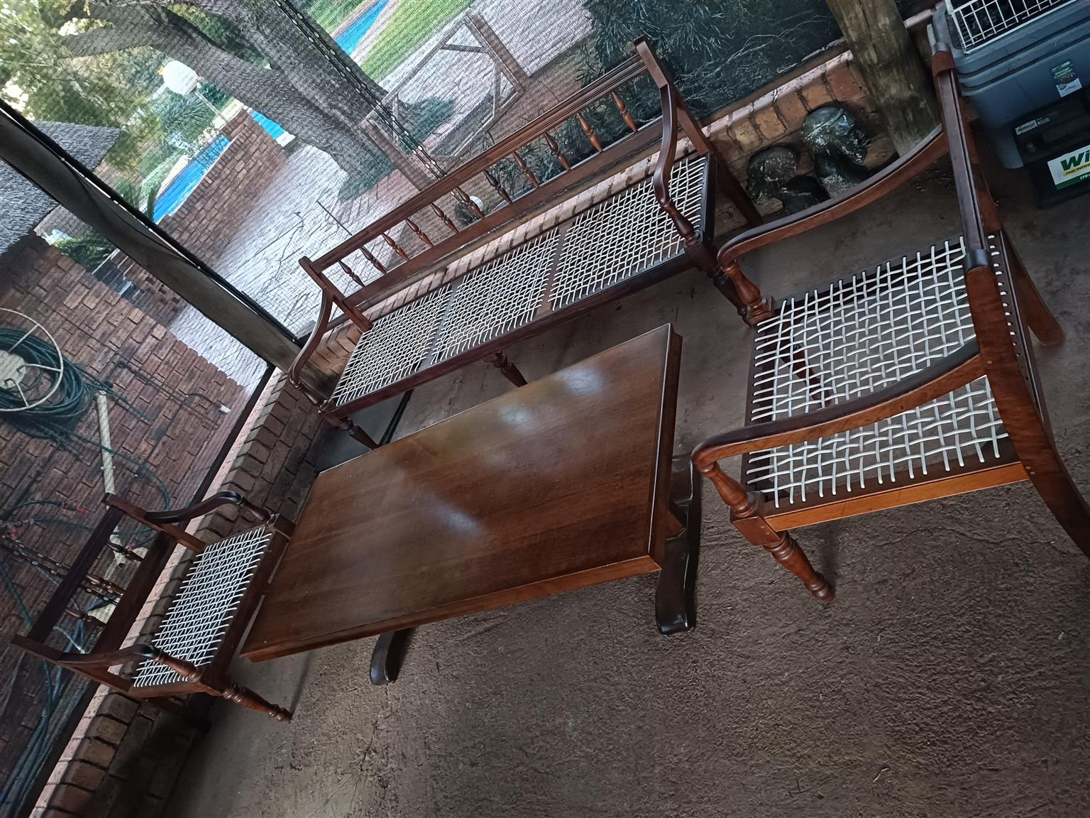 oversized riempie chairs and table