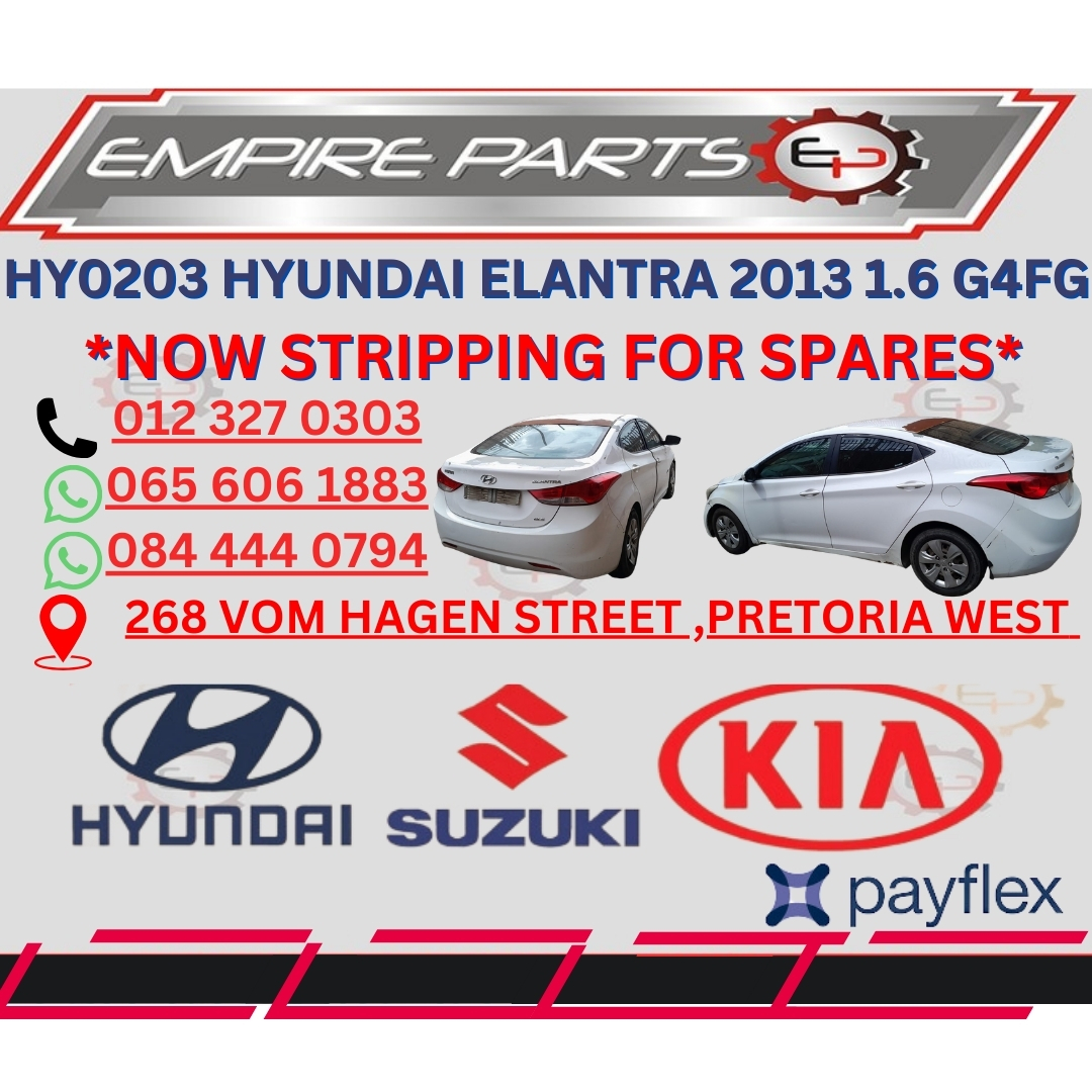 HY0203 ELANTRA 2013 1.6 G4FG *NOW STRIPPING FOR SPARES* - Private Seller HY0203 ELANTRA 2013 1.6 G4FG *NOW STRIPPING FOR SPARES* - Private Seller