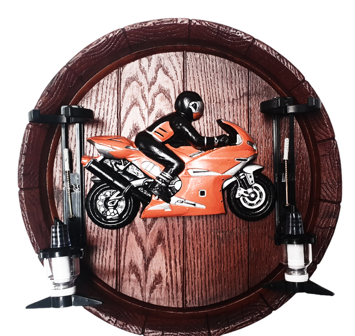 ORANGE SuperBike Liquor Dispenser Large Barrel End with 2 Optics Brand New Items