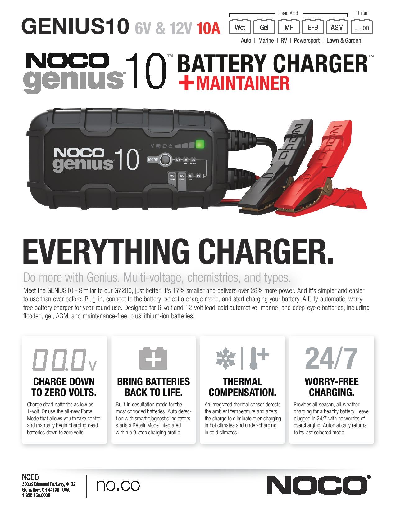 Noco GENIUS10 6V/12V 10-Amp Smart Battery Charger - Maiden Electronics - Private Seller