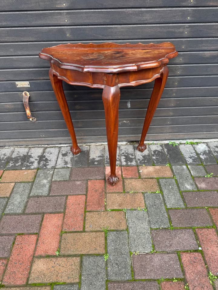 Antique halfmoon double table ball and claw
