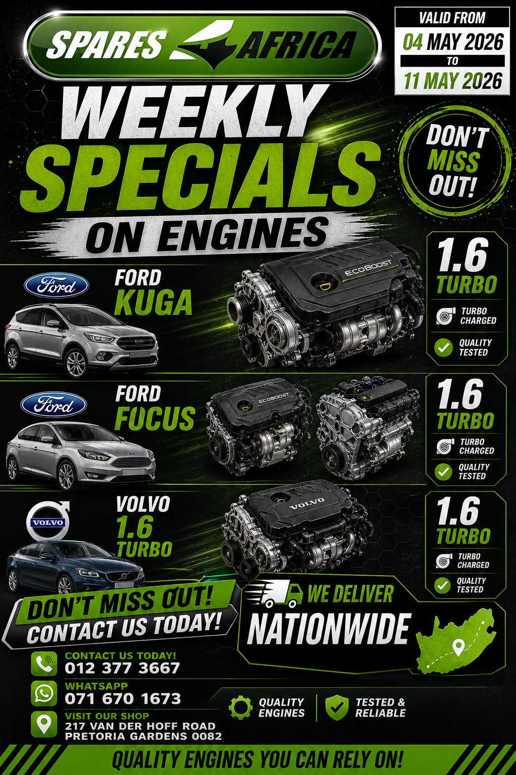 WEEKLY ENGINE SPECIALS - Private Seller WEEKLY ENGINE SPECIALS - Private Seller