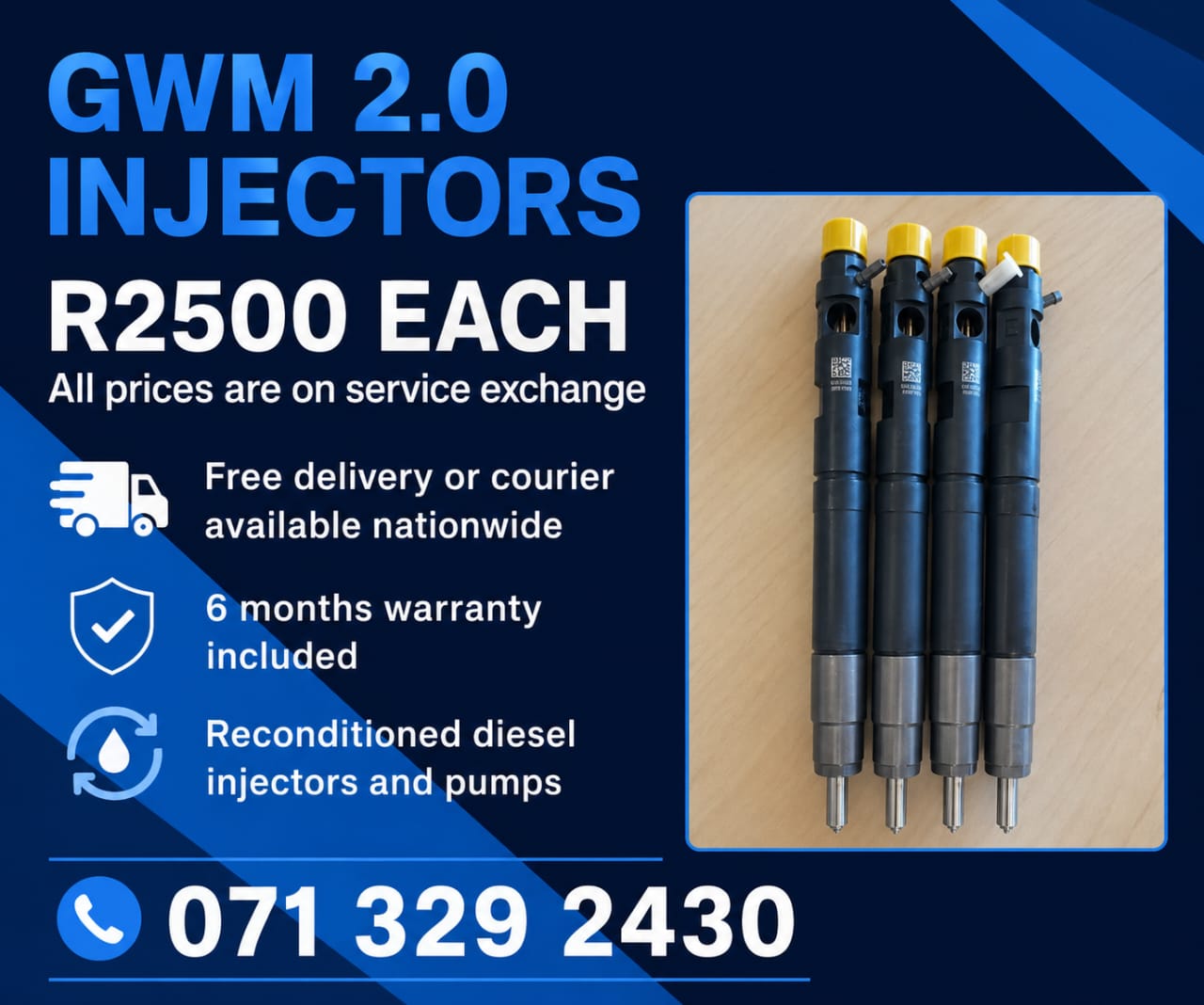 GWM 2.0 INJECTORS FOR SALE WITH WARRANTY - Private Seller GWM 2.0 INJECTORS FOR SALE WITH WARRANTY - Private Seller