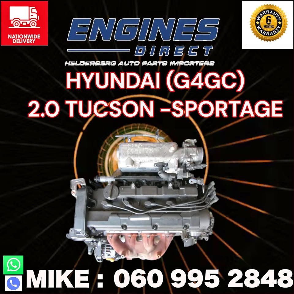 Import low mileage 2.0 Hyundai Tucson-Sportage G4GC Engine.