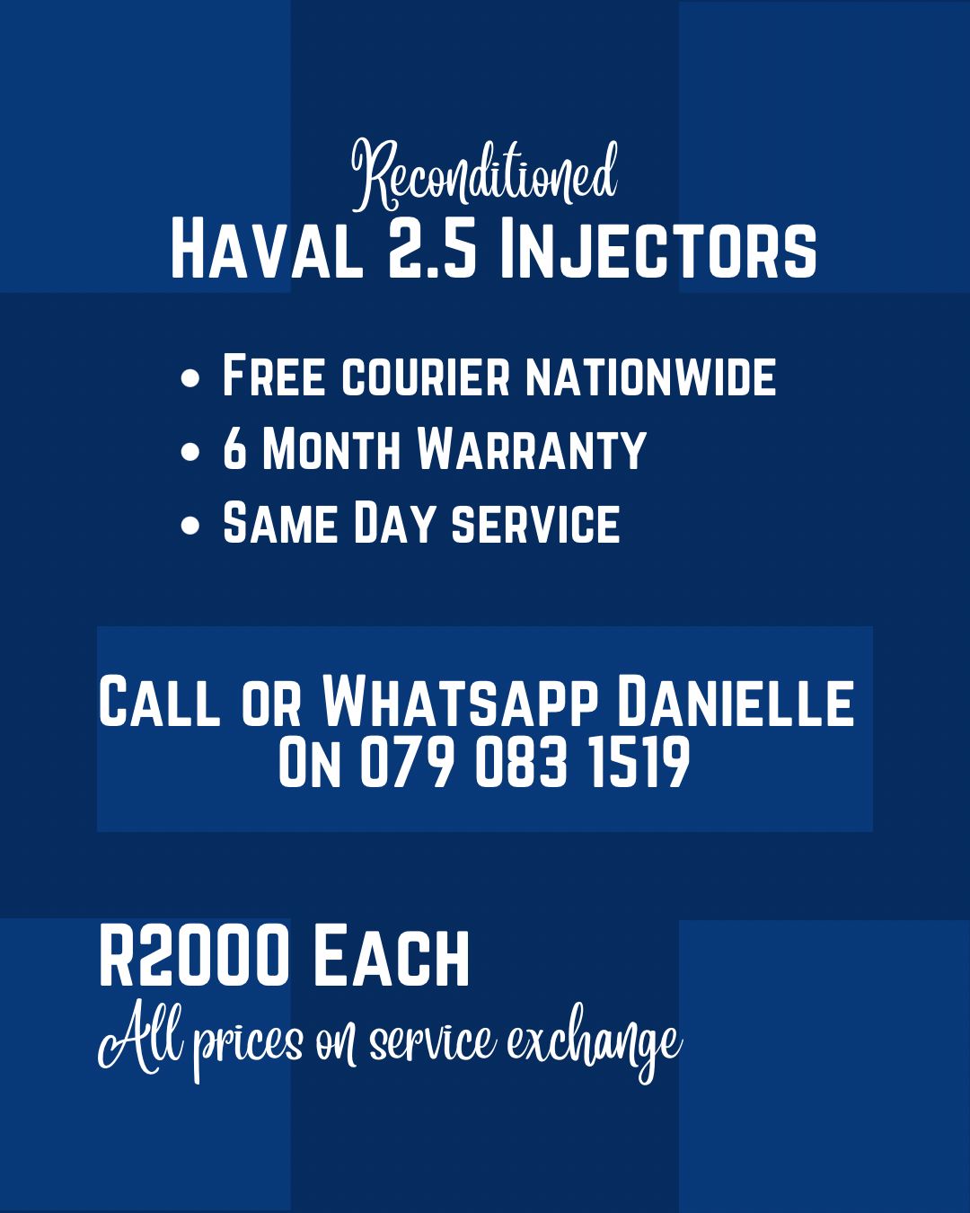 HAVAL 2.5 INJECTORS FOR SALE WITH WARRANTY INCLUDED - Private Seller HAVAL 2.5 INJECTORS FOR SALE WITH WARRANTY INCLUDED - Private Seller