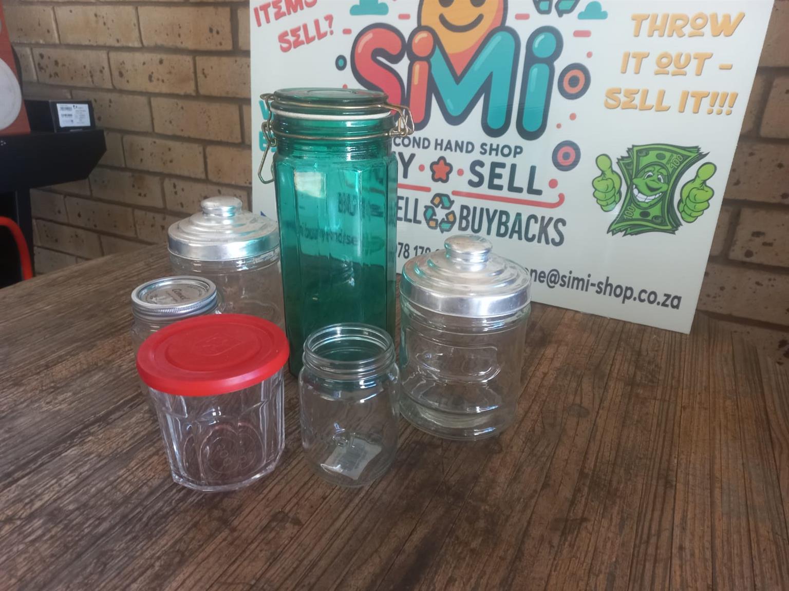 Various glassware jars