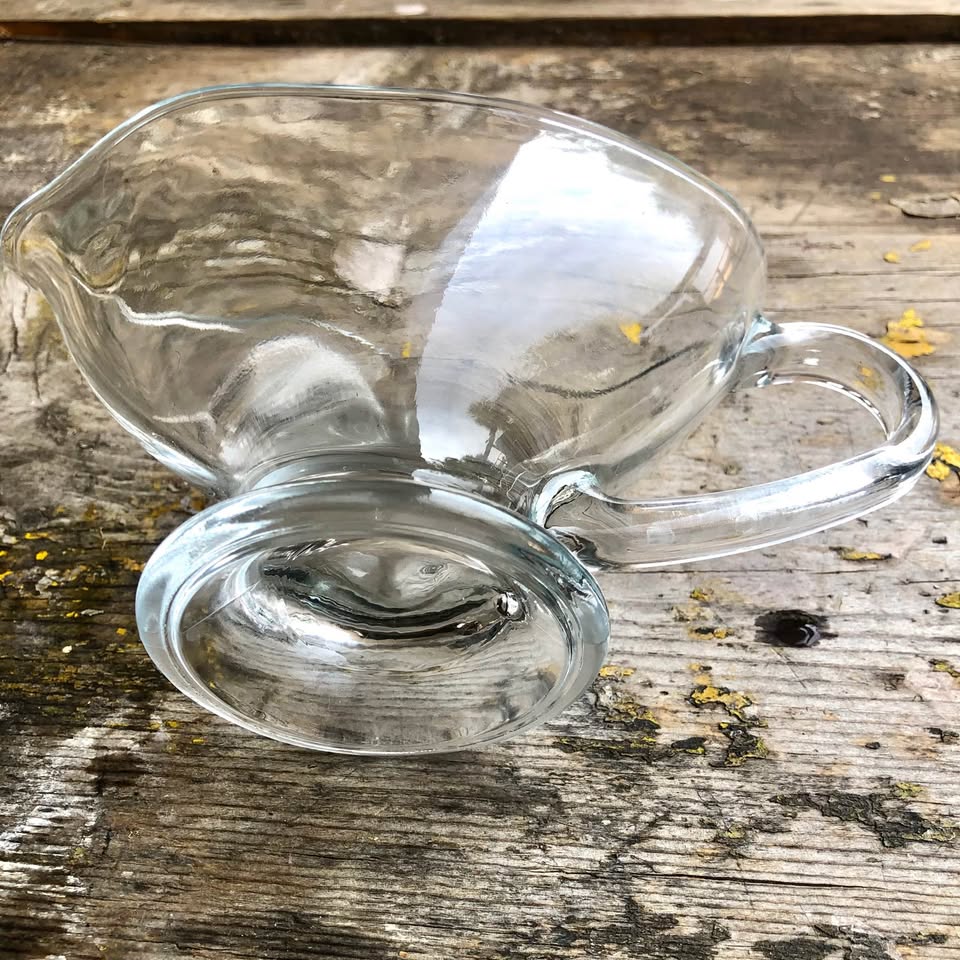 Vintage Anchor Hocking Gravy Boat, heavy clear glass, USA pitcher, Collectible Glassware 2 in stock