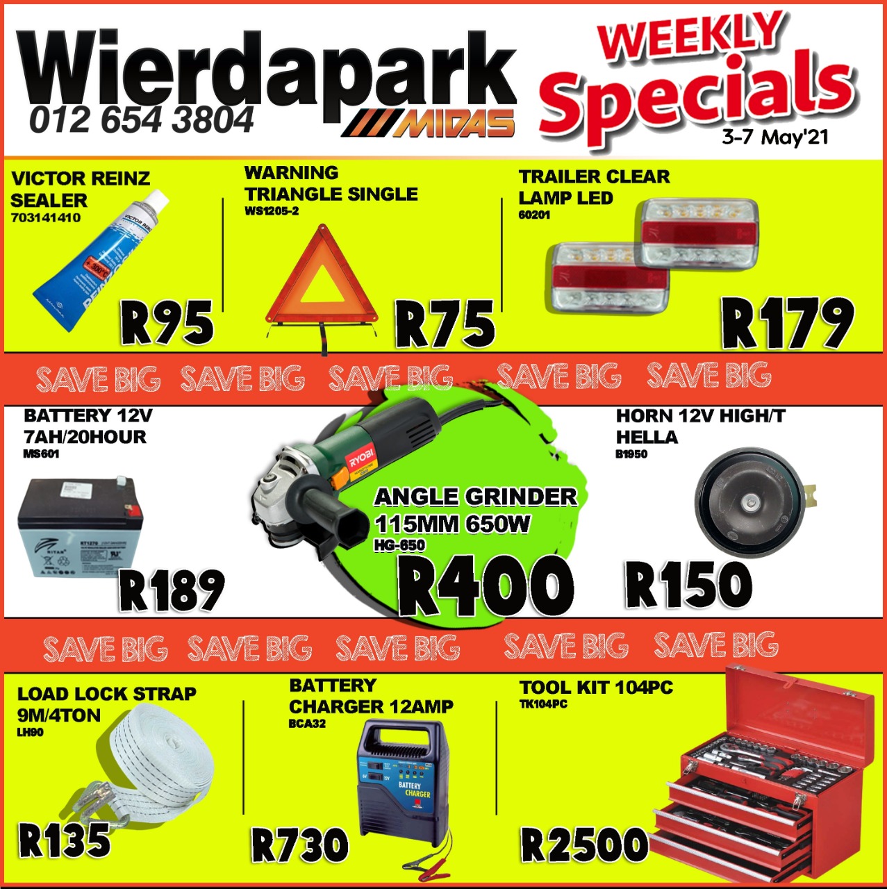 Weekly Specials now on at Wierdapark Midas! 