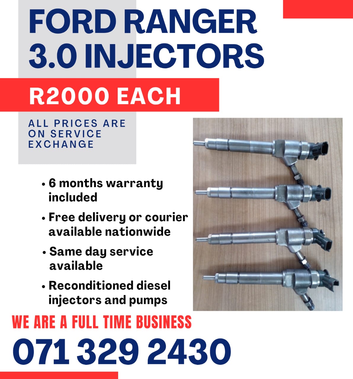FORD RANGER 3.0 INJECTORS FOR SALE WITH WARRANTY INCLUDED IN - Private Seller FORD RANGER 3.0 INJECTORS FOR SALE WITH WARRANTY INCLUDED IN - Private Seller