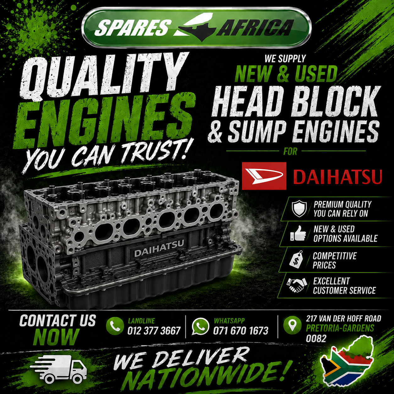 USED & NEW DAIHATSU ENGINES FOR SALE (HEAD, BLOCK & SUMP) - Private Seller USED & NEW DAIHATSU ENGINES FOR SALE (HEAD, BLOCK & SUMP) - Private Seller