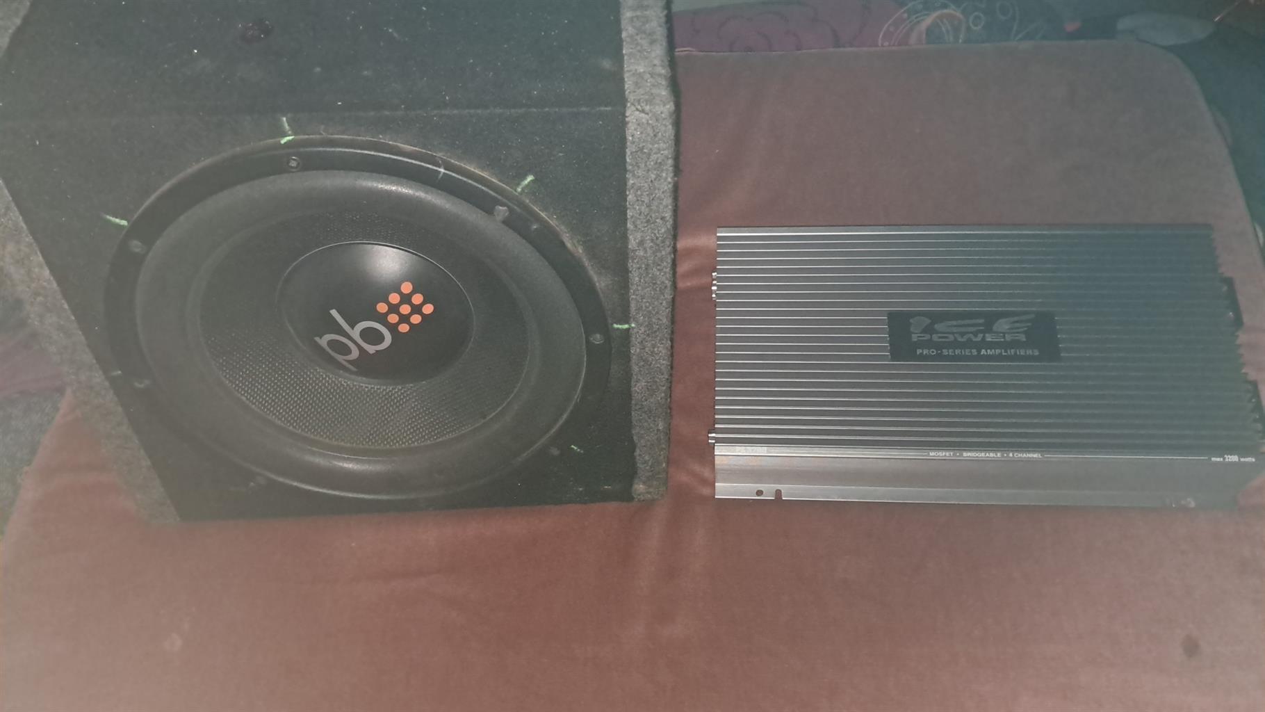 12 inch Power Bass 10 000w Subwoofer with box & x2 Ice Power Amps 12 inch Power Bass 10 000w Subwoofer with box & x2 Ice Power Amps