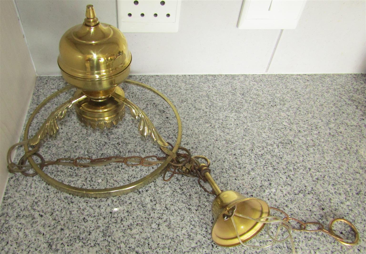 Brass & Translucent Glass Pendant Style Ceiling Lamp