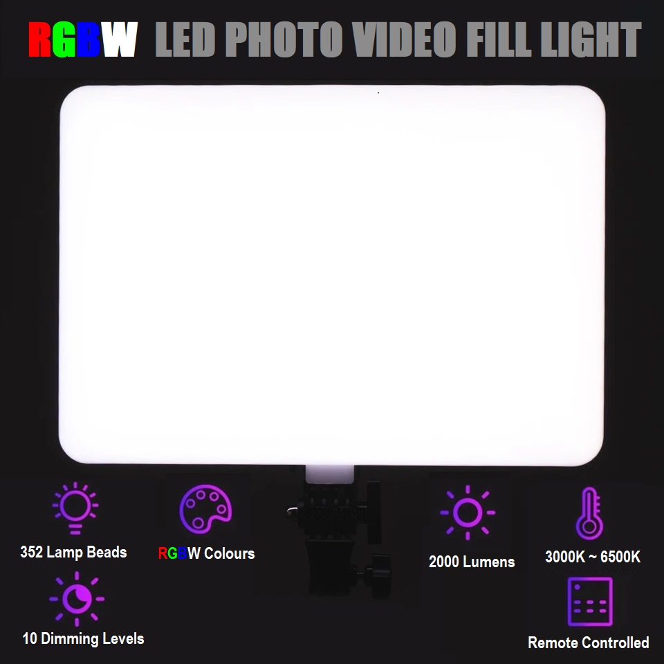 Professional Video & Photo MultiColour RGBW Remote Controlled LED Light Kit. NEW