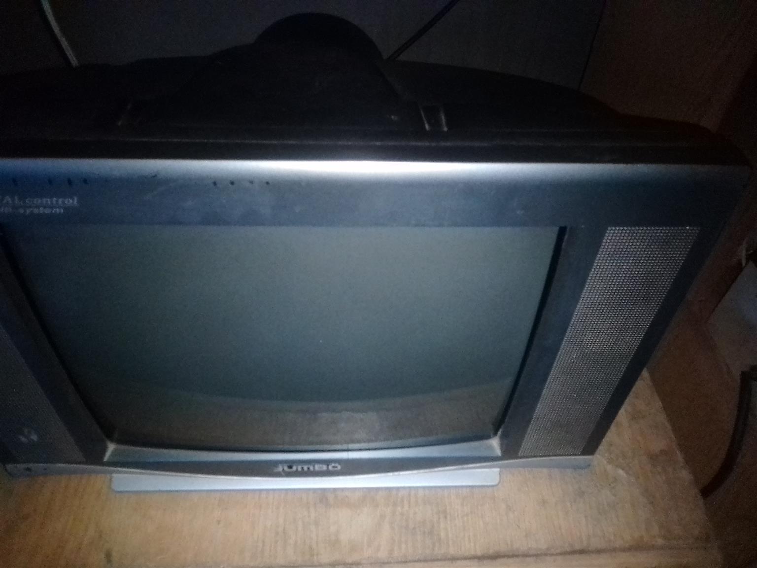 A jumbo 37cm CRT colour TV.