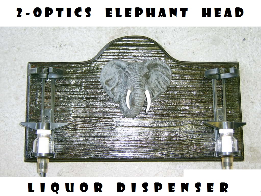 Liquor Dispensers: Elephant Head With 2-Optics. Dark Old Shade Colour. Brand New Liquor Dispensers: Elephant Head With 2-Optics. Dark Old Shade Colour. Brand New