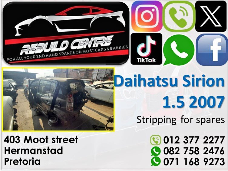 RebuildCentre Daihatsu Sirion 1.5 2007 stripping for parts. - Private Seller RebuildCentre Daihatsu Sirion 1.5 2007 stripping for parts. - Private Seller
