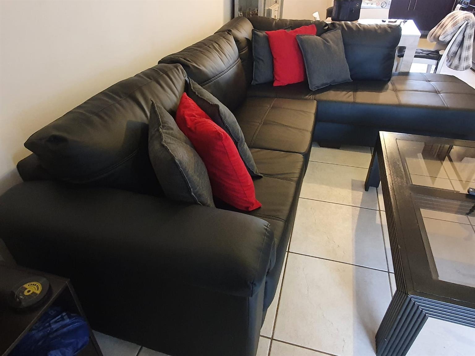 Black Rochester Aniline Leather Couch corner Unit | Junk Mail