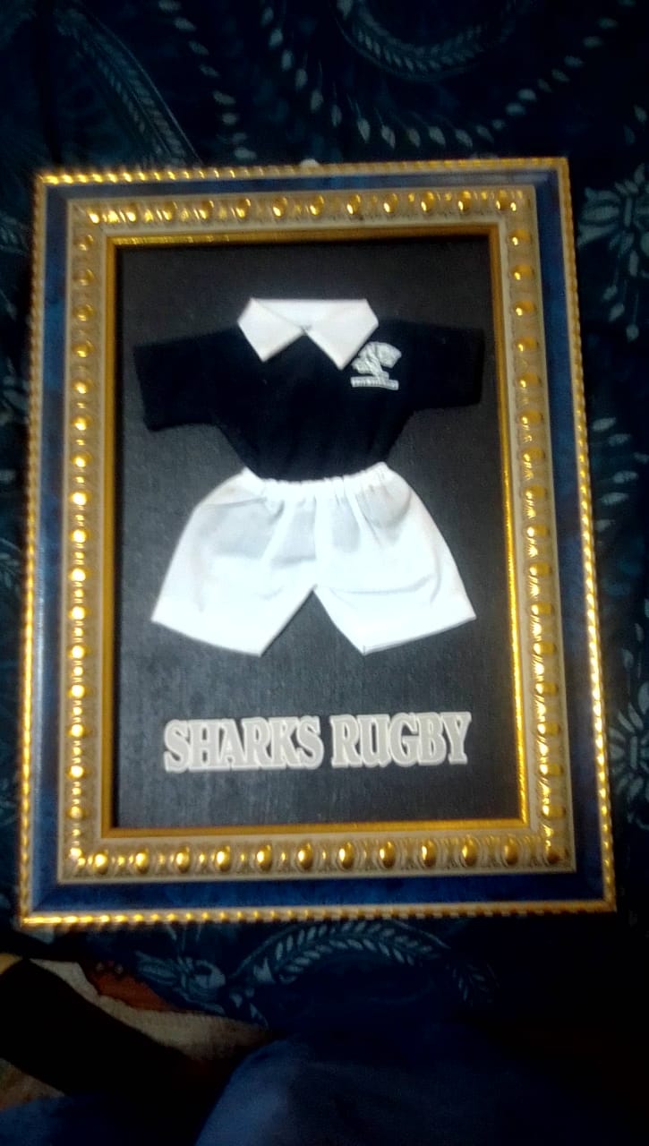 Mini sharks outfit in frameFor the collector Mini sharks outfit in frameFor the collector