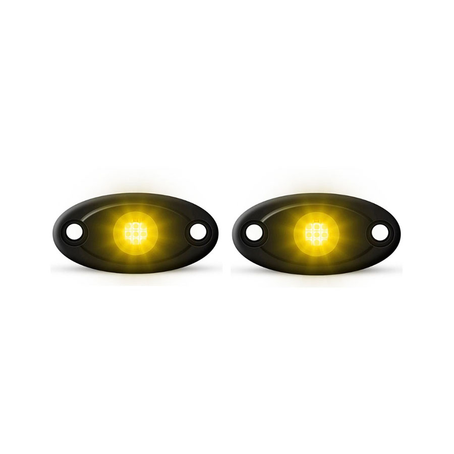 Universal Aluminium 9-LED Rocklights (Yellow) – 2 pack