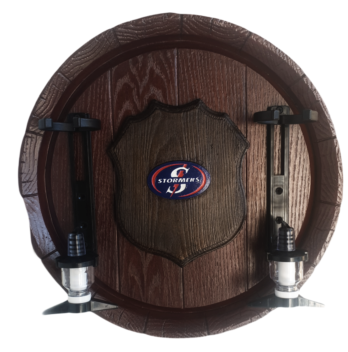 Stormers Rugby Liquor Dispensers Large Barrel End with 2 Optics. Brand New Items