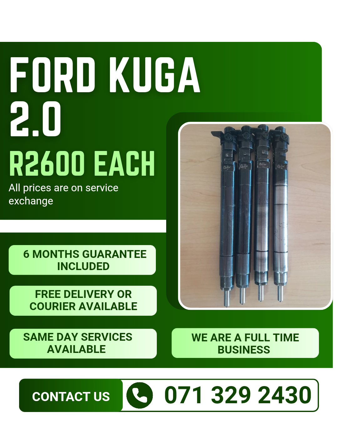 FORD KUGA 2.0 INJECTORS FOR SALE WITH WARRANTY - Private Seller FORD KUGA 2.0 INJECTORS FOR SALE WITH WARRANTY - Private Seller