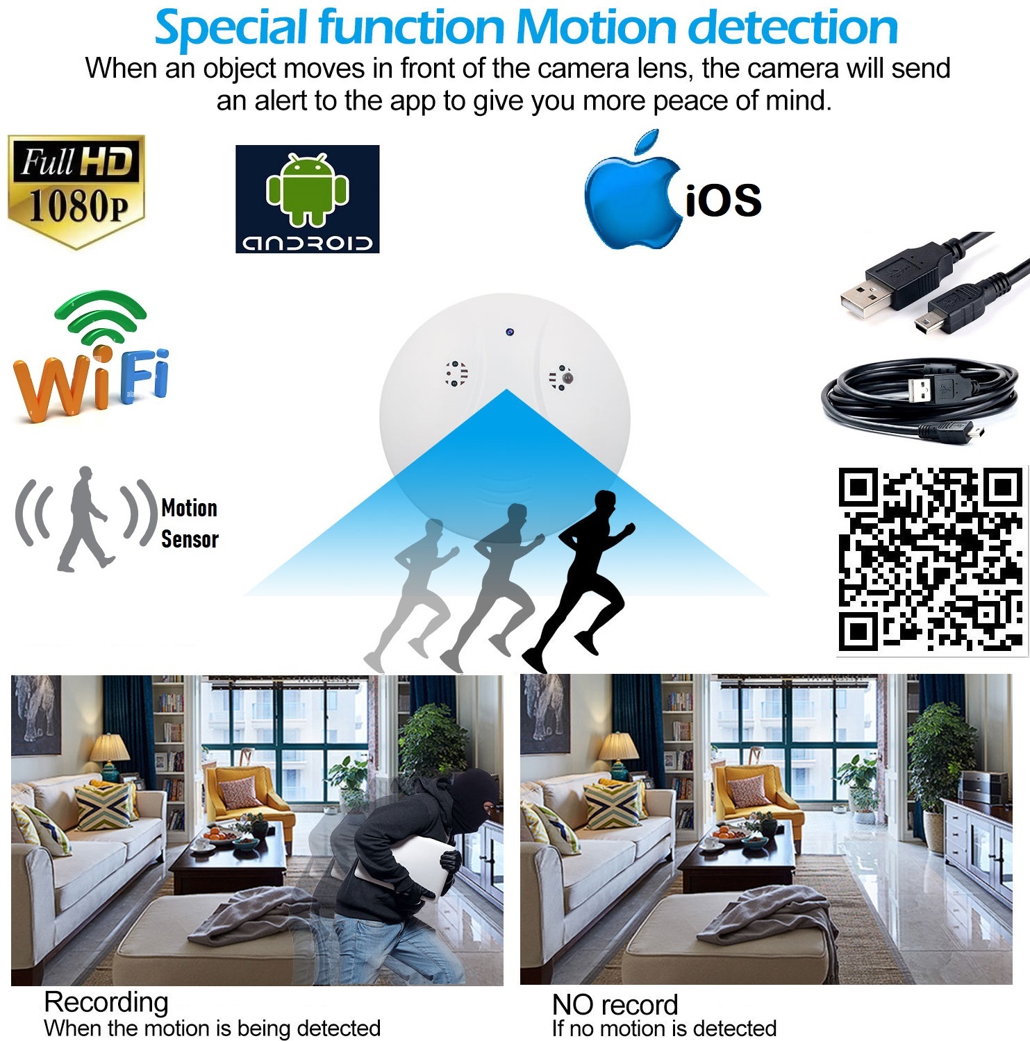 New Wireless Spy Smoke Detector HD Camera with WiFi and Motion Detection. NEW