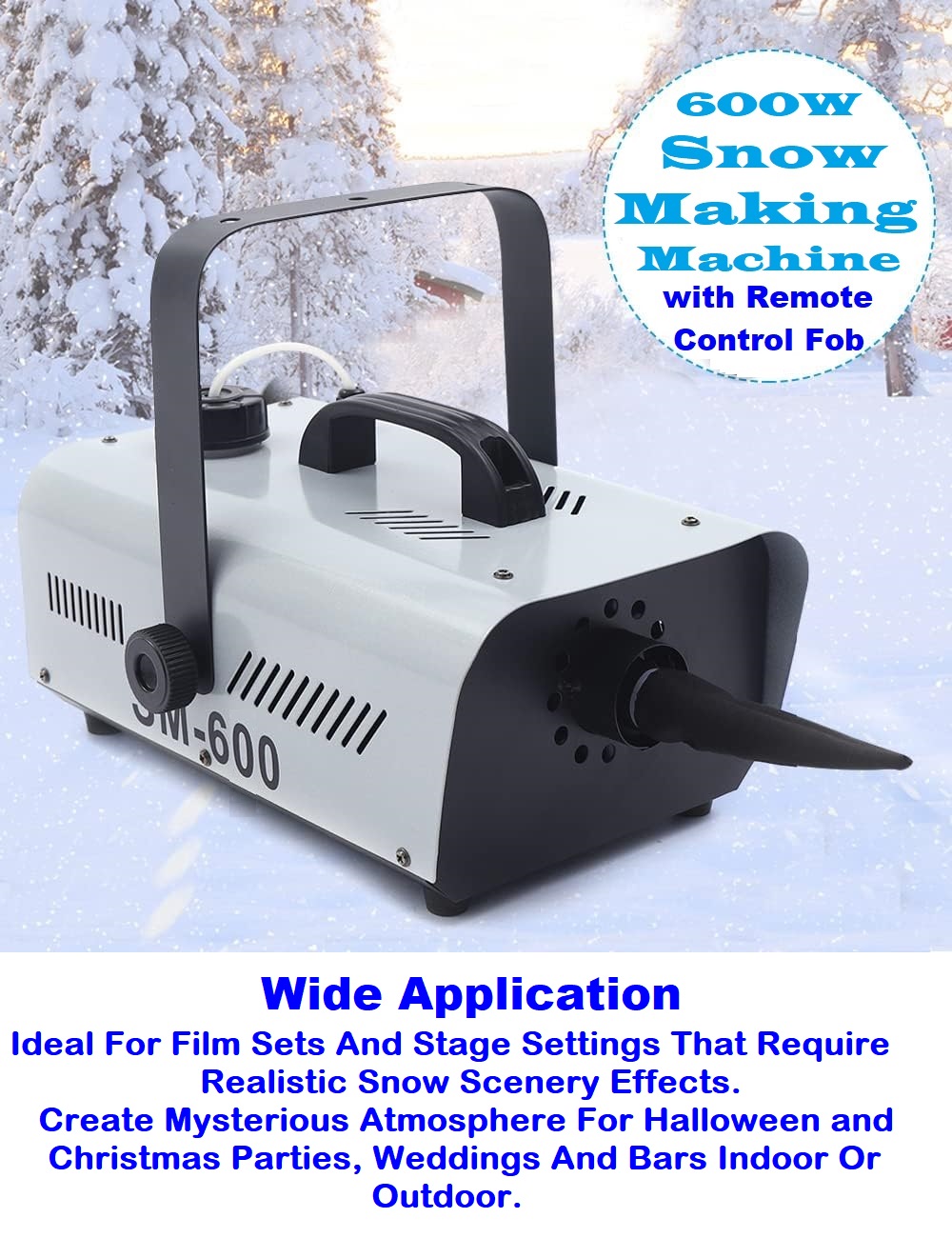 Stunning Snow Making Machine, Wireless Remote Control Snowflake Maker 220V. NEW